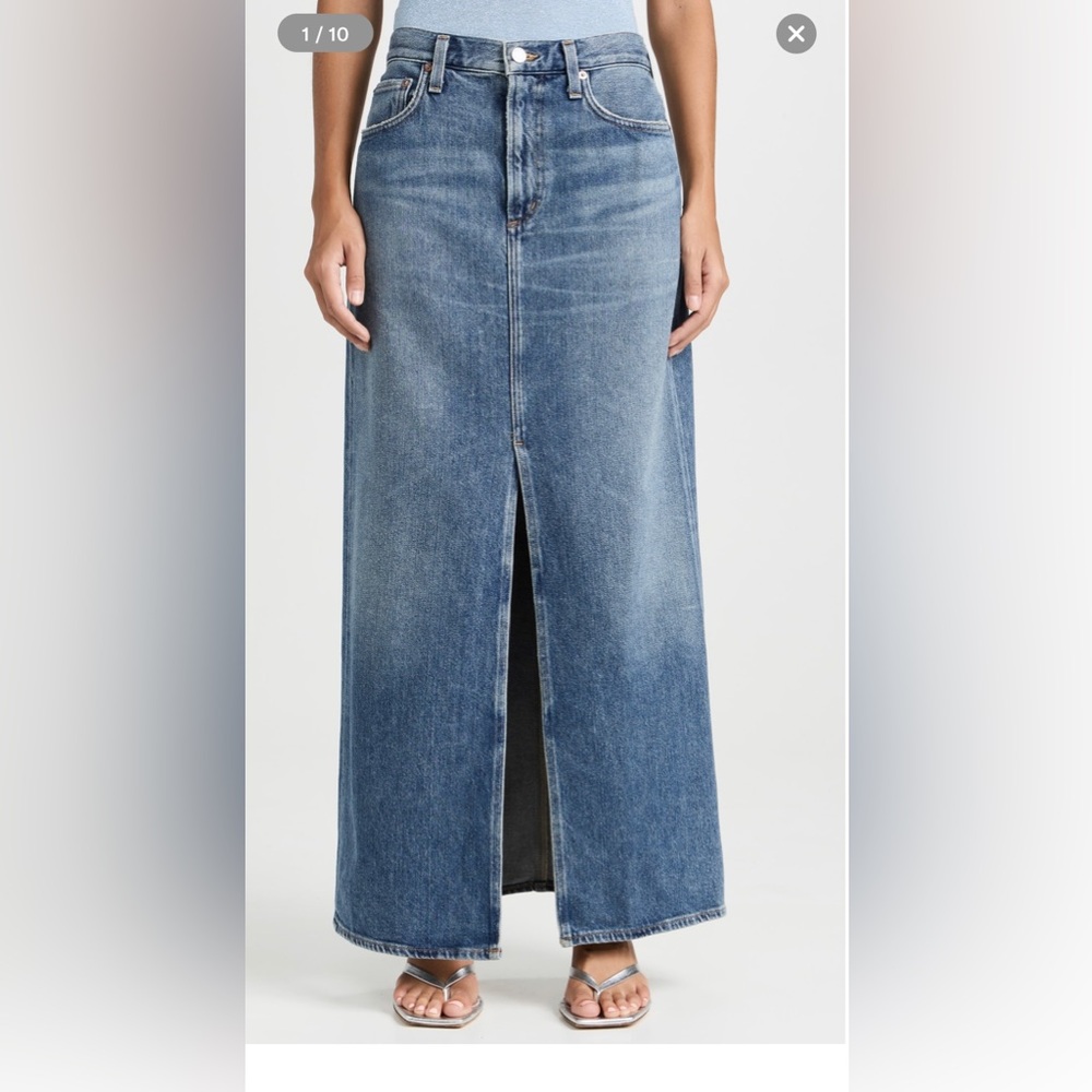 Agolde Blue Denim Maxi Skirt
